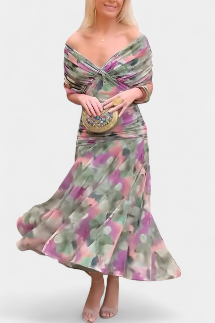 Sukienka Maxi | Sukienka Z Odkrytymi Ramionami-Women Dress-Miloska