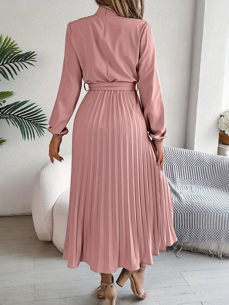 Sukienka Plisowana | Sukienka Z Długim Rękawem-Women Dress-Miloska