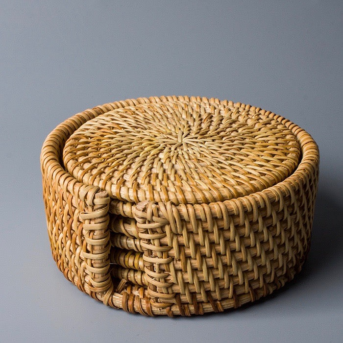 Podkładki Pod Kubki | Podstawki Rattanowe Zestaw-Coasters-Miloska