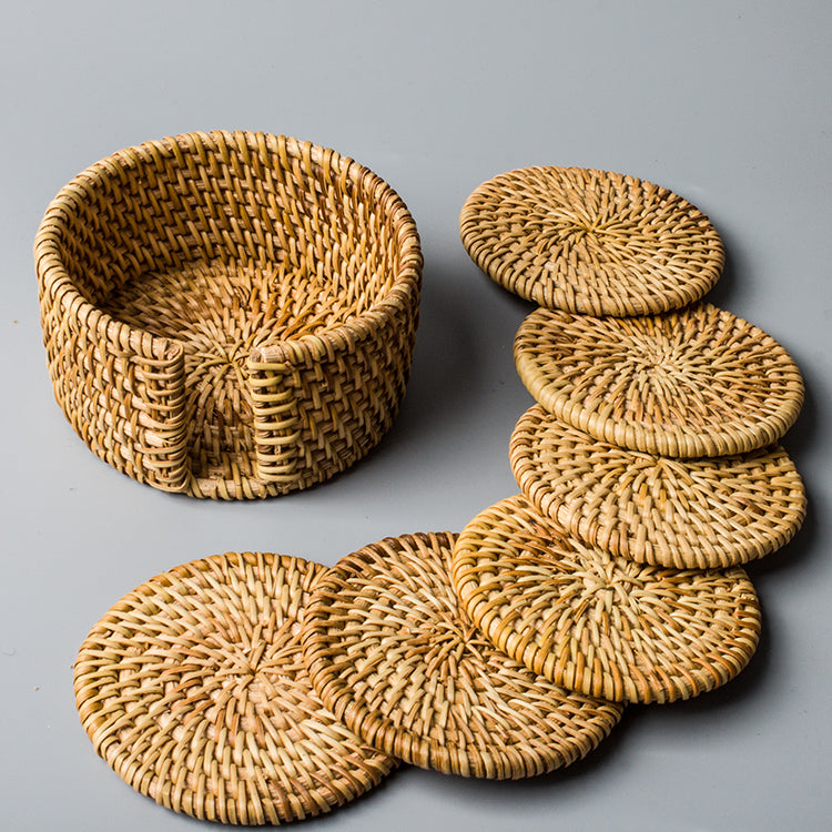 Podkładki Pod Kubki | Podstawki Rattanowe Zestaw-Coasters-Miloska