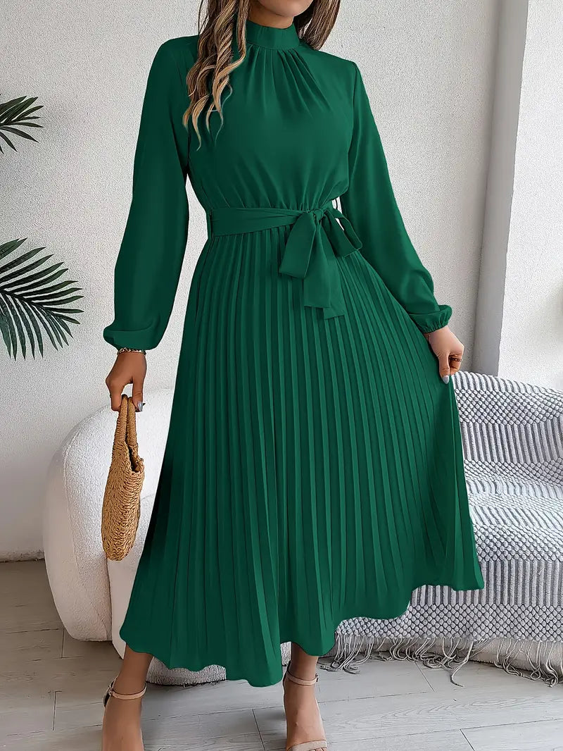 Sukienka Plisowana | Sukienka Z Długim Rękawem-Women Dress-Miloska