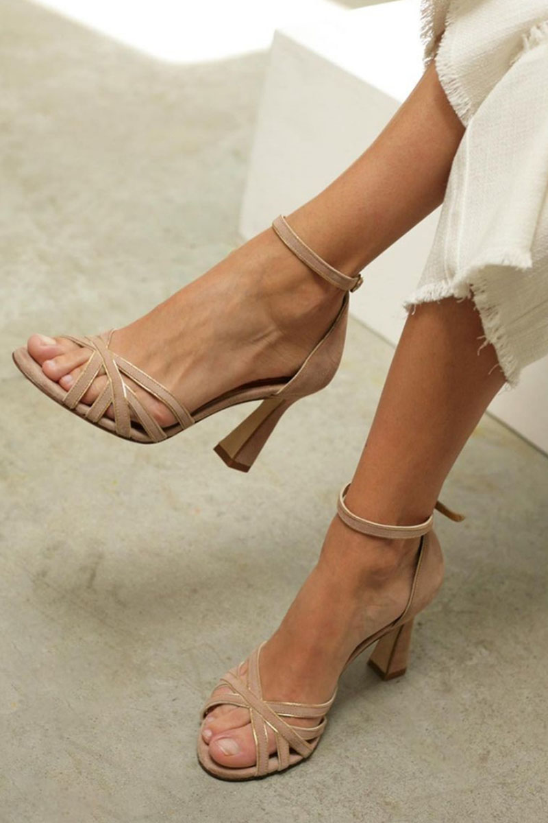 Sandały Damskie Na Słupku | Eleganckie Sandały Na Obcasie-Women Sandals-Miloska