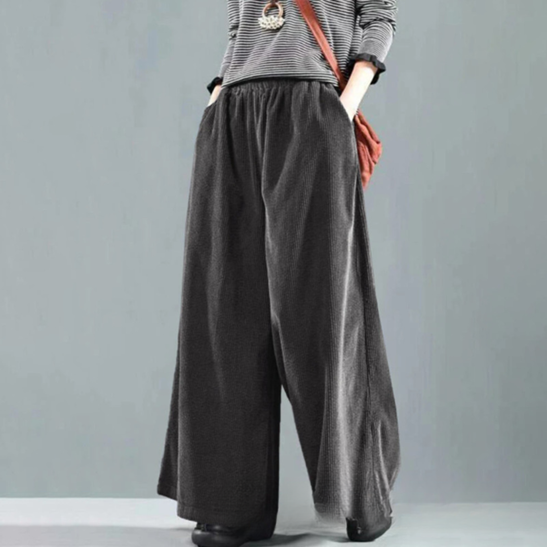 Damskie Spodnie Z Szeroką Nogawką | Elastyczny Pas