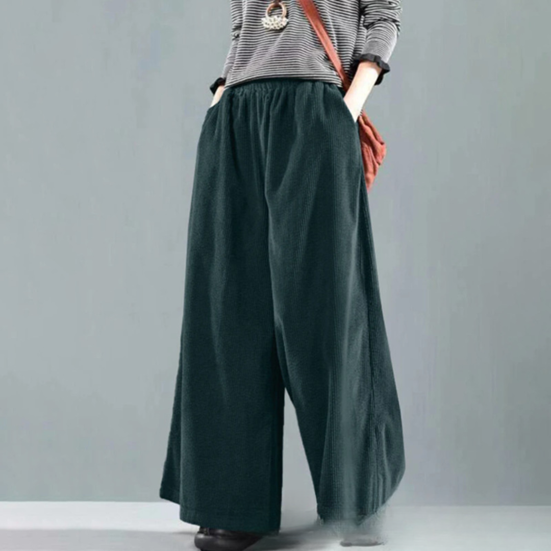 Damskie Spodnie Z Szeroką Nogawką | Elastyczny Pas