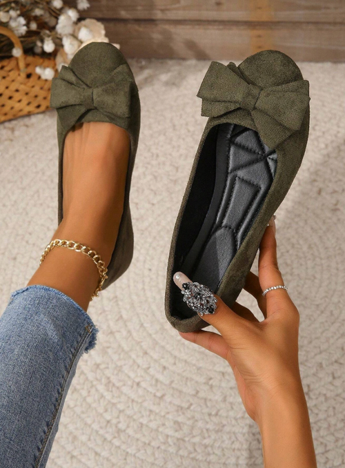 Baleriny Damskie | Baleriny Z Kokardą-Women Shoes-Miloska