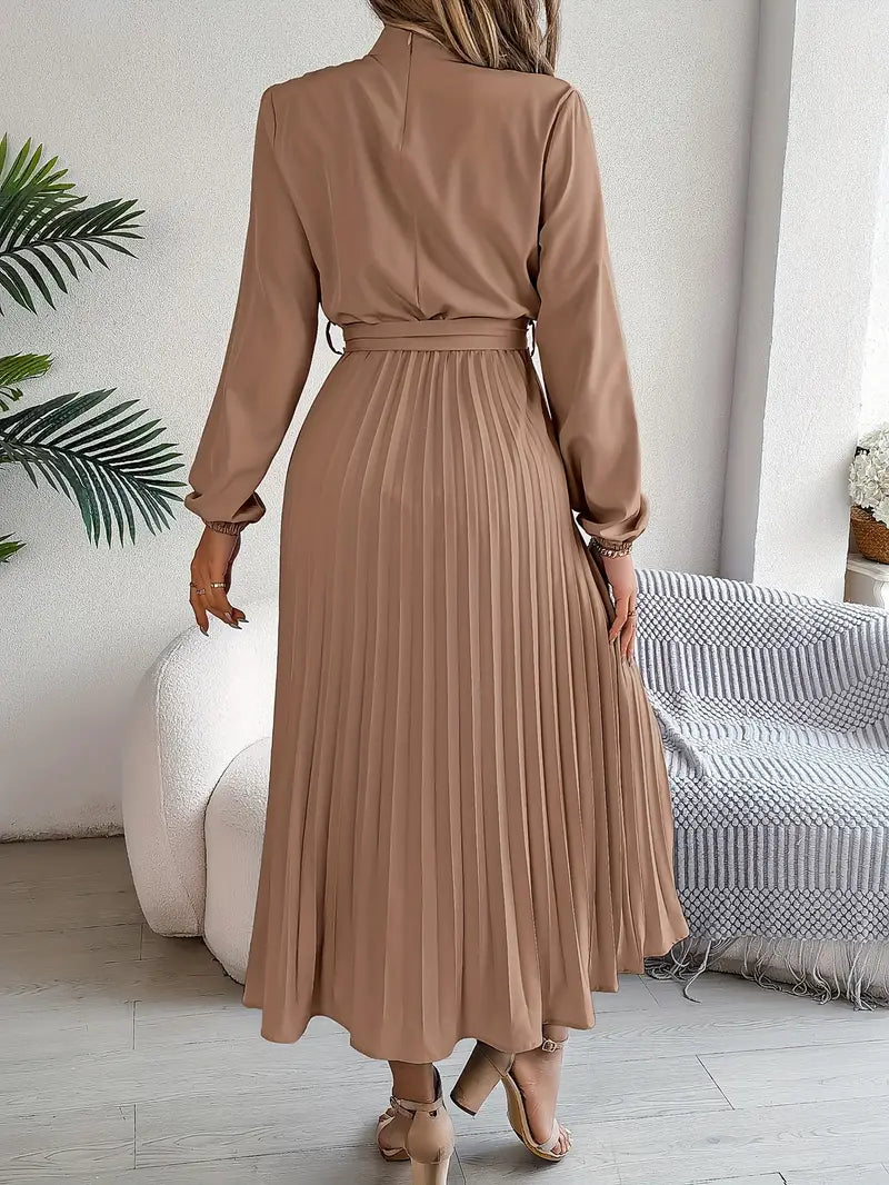 Sukienka Plisowana | Sukienka Z Długim Rękawem-Women Dress-Miloska