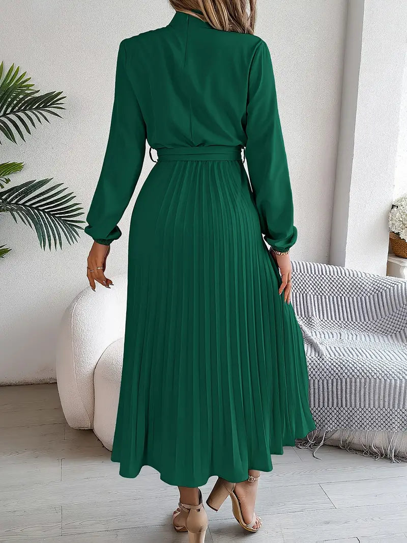 Sukienka Plisowana | Sukienka Z Długim Rękawem-Women Dress-Miloska