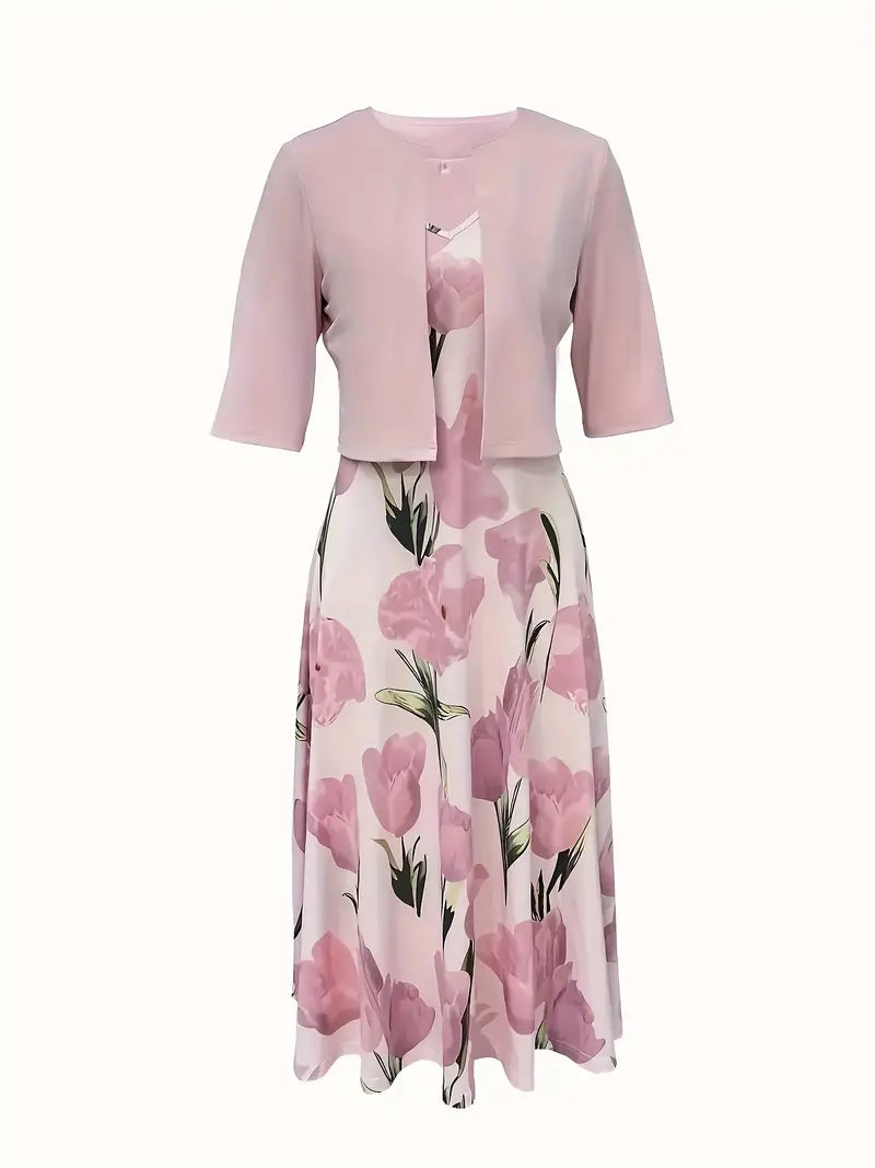 Sukienka Z Żakietem | Sukienka Na Wesele Komplet-Women Outfit Set-Miloska