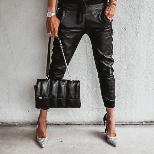 Bojówki Woskowane | Dresy Slim Fit-Women Joggers-Miloska