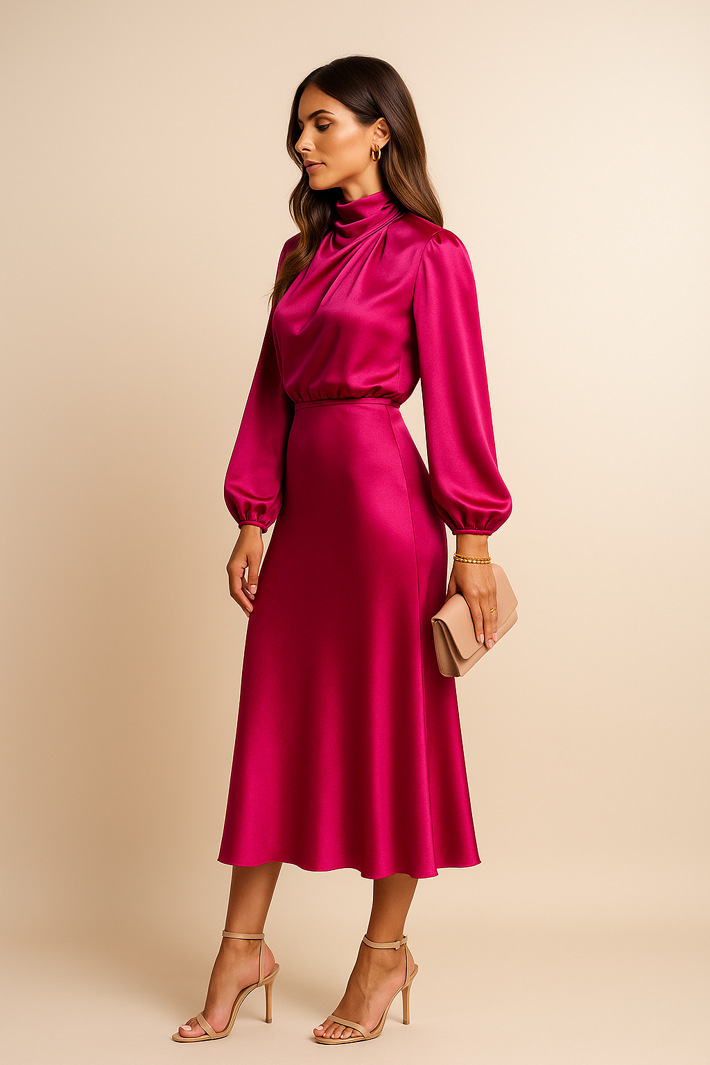 Elegancka Sukienka Midi | Sukienka Wieczorowa-Women Dress-Miloska