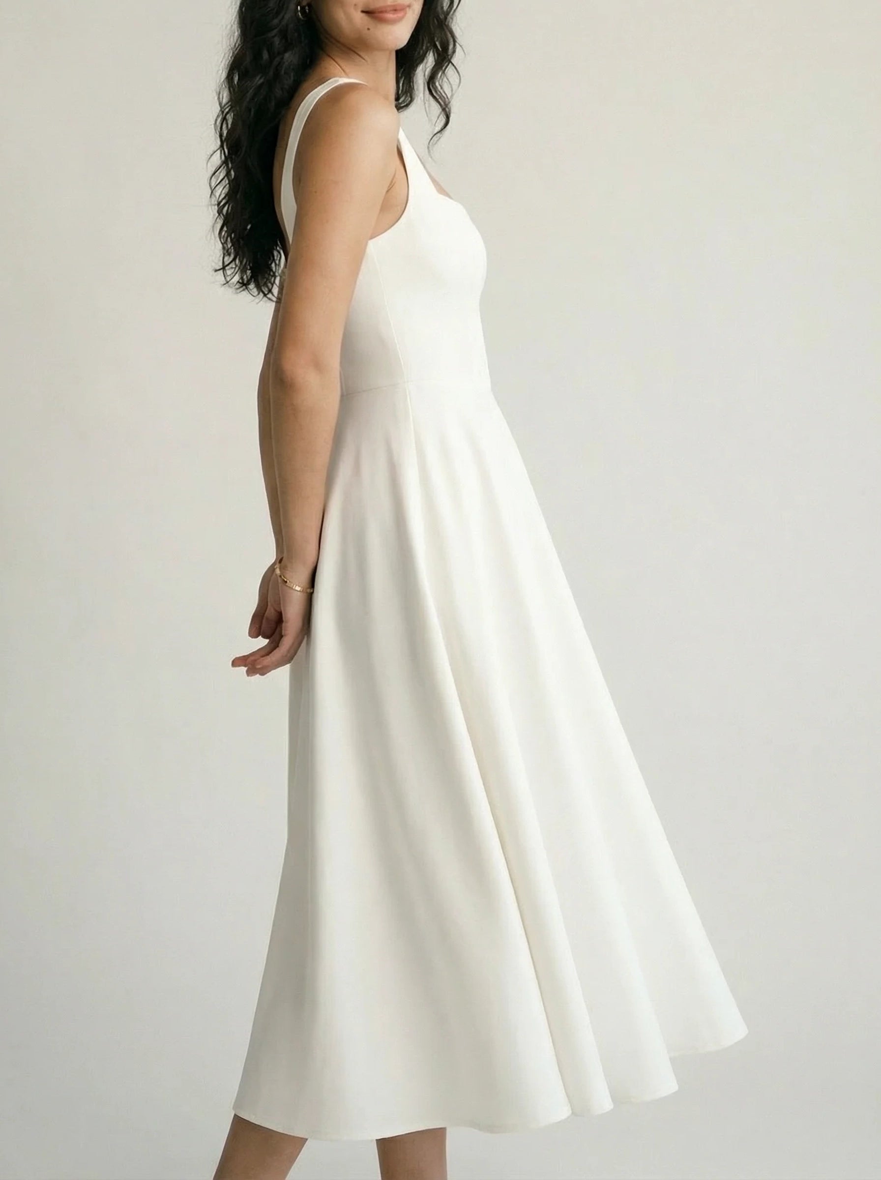 Damska Suknia Dla Matki Panny Młodej | Suknia Midi Na Ramiączkach-Miloska