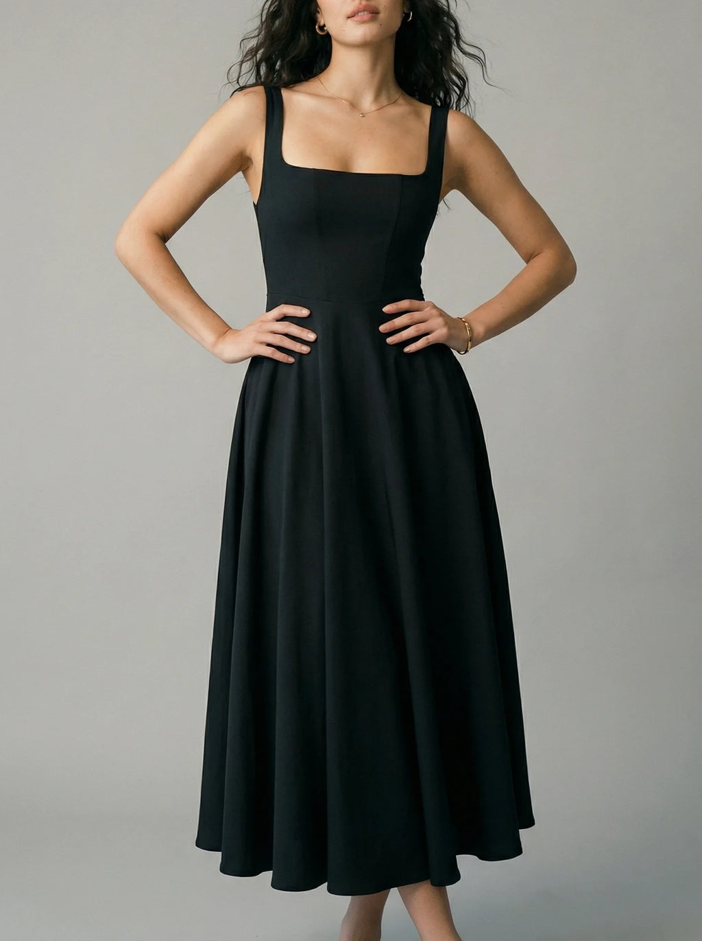 Damska Suknia Dla Matki Panny Młodej | Suknia Midi Na Ramiączkach-Women Dress-Miloska