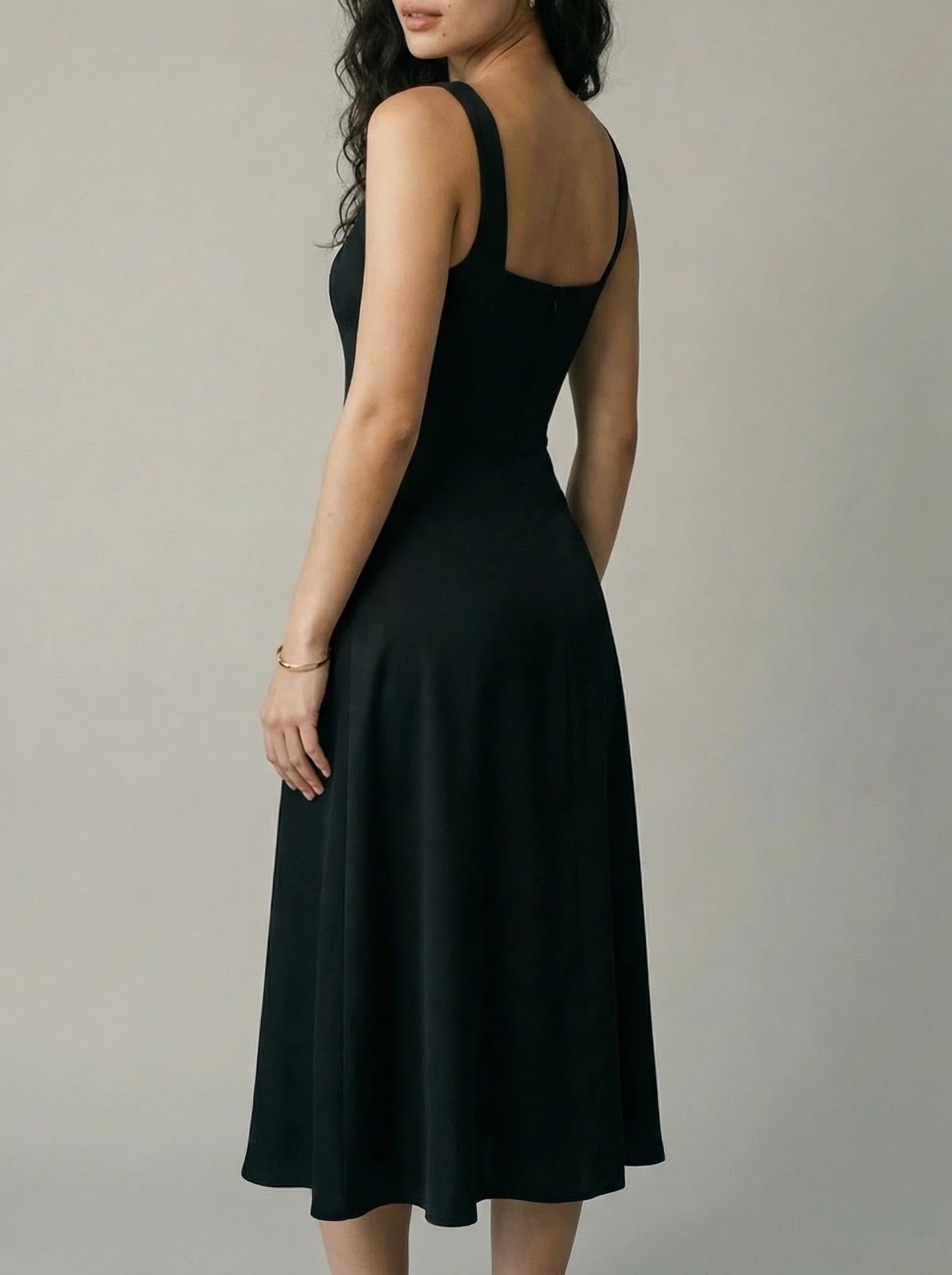 Damska Suknia Dla Matki Panny Młodej | Suknia Midi Na Ramiączkach-Miloska