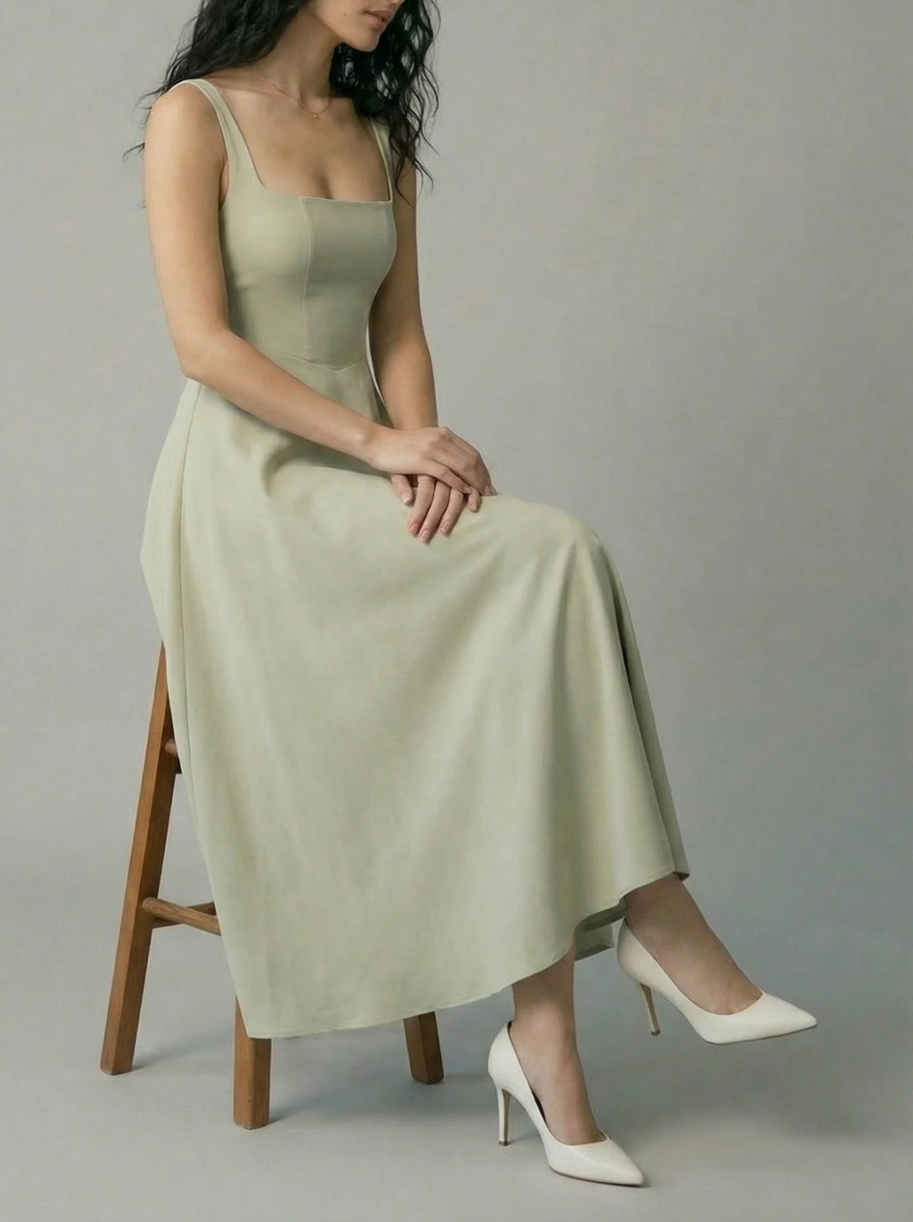 Damska Suknia Dla Matki Panny Młodej | Suknia Midi Na Ramiączkach-Women Dress-Miloska