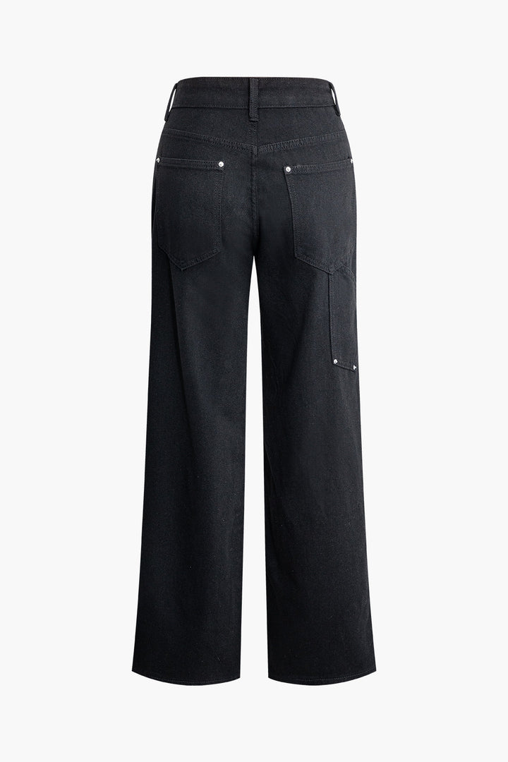 Damskie Jeansy Z Kieszeniami | Szerokie Nogawki-Women Jeans-Miloska