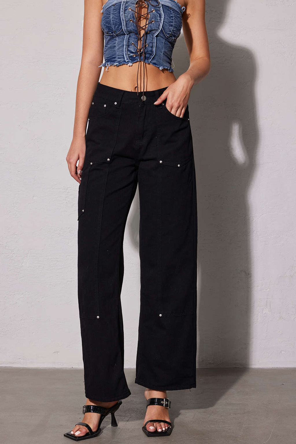 Damskie Jeansy Z Kieszeniami | Szerokie Nogawki-Women Jeans-Miloska