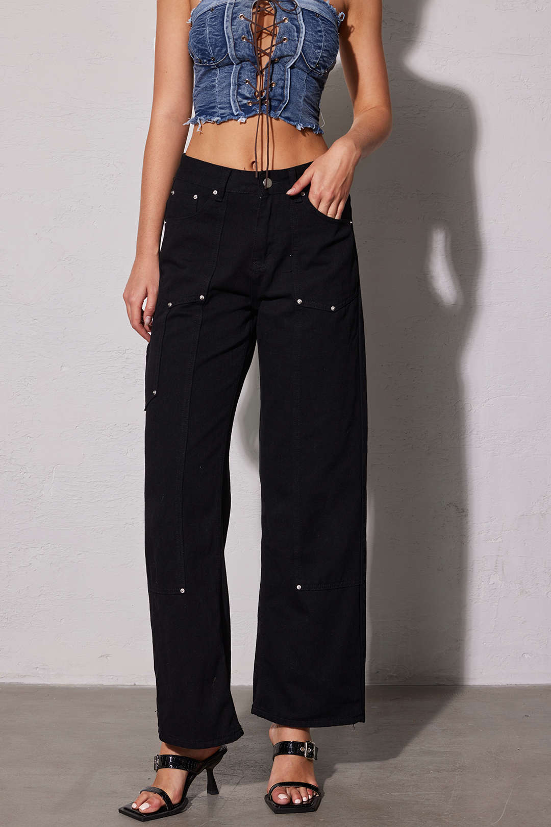 Damskie Jeansy Z Kieszeniami | Szerokie Nogawki-Women Jeans-Miloska