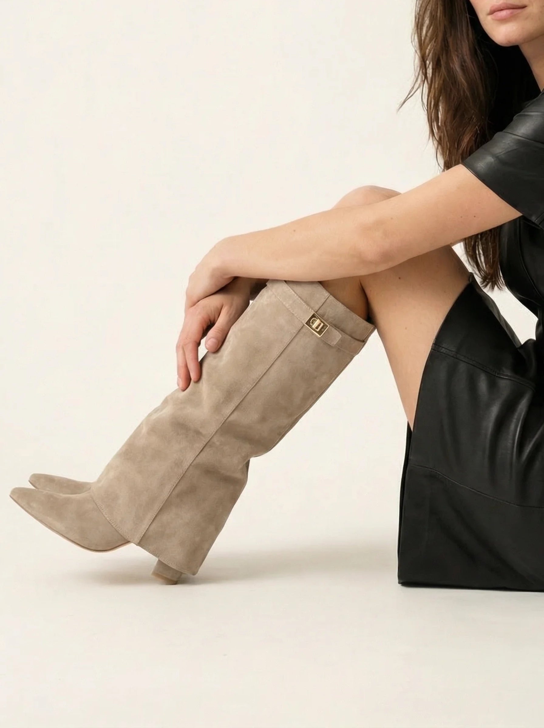 Damskie Kozaki Na Obcasie | Długi Cholewka I Zamek Boczny-Women Shoes-Miloska