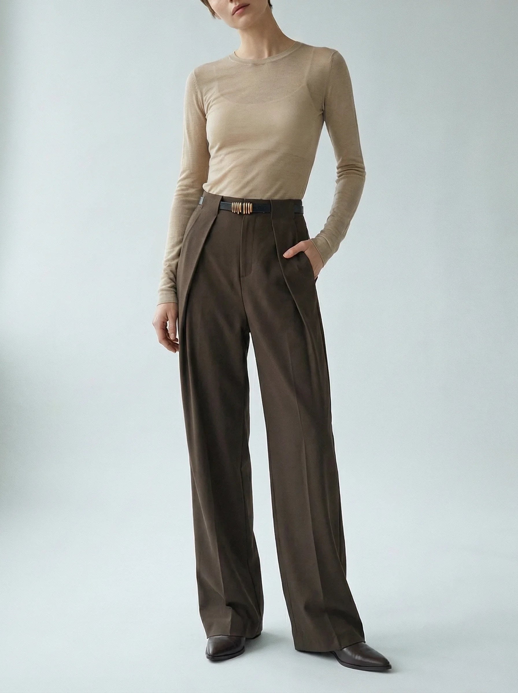 Damskie Spodnie Klasyczne | Szerokie Nogawki-Women Pants-Miloska