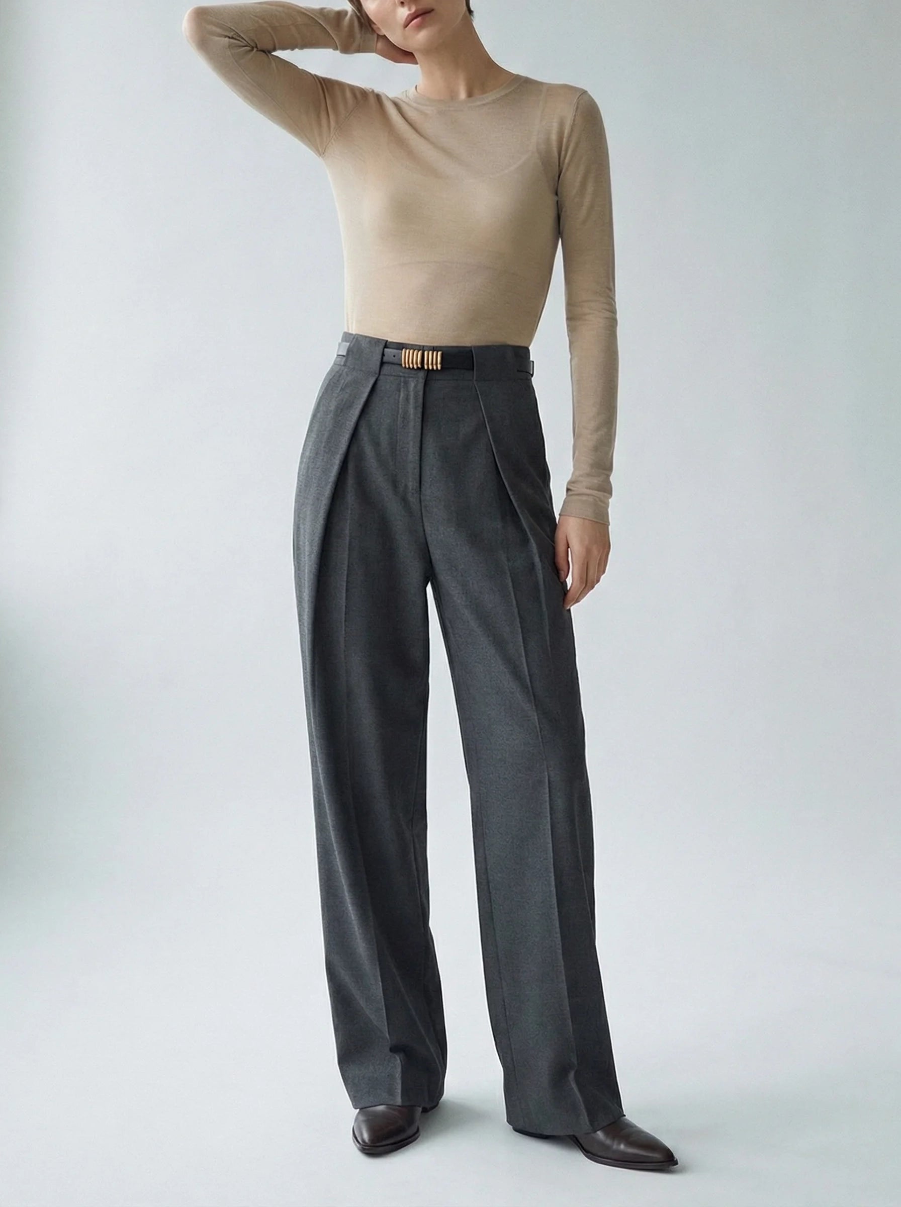 Damskie Spodnie Klasyczne | Szerokie Nogawki-Women Pants-Miloska