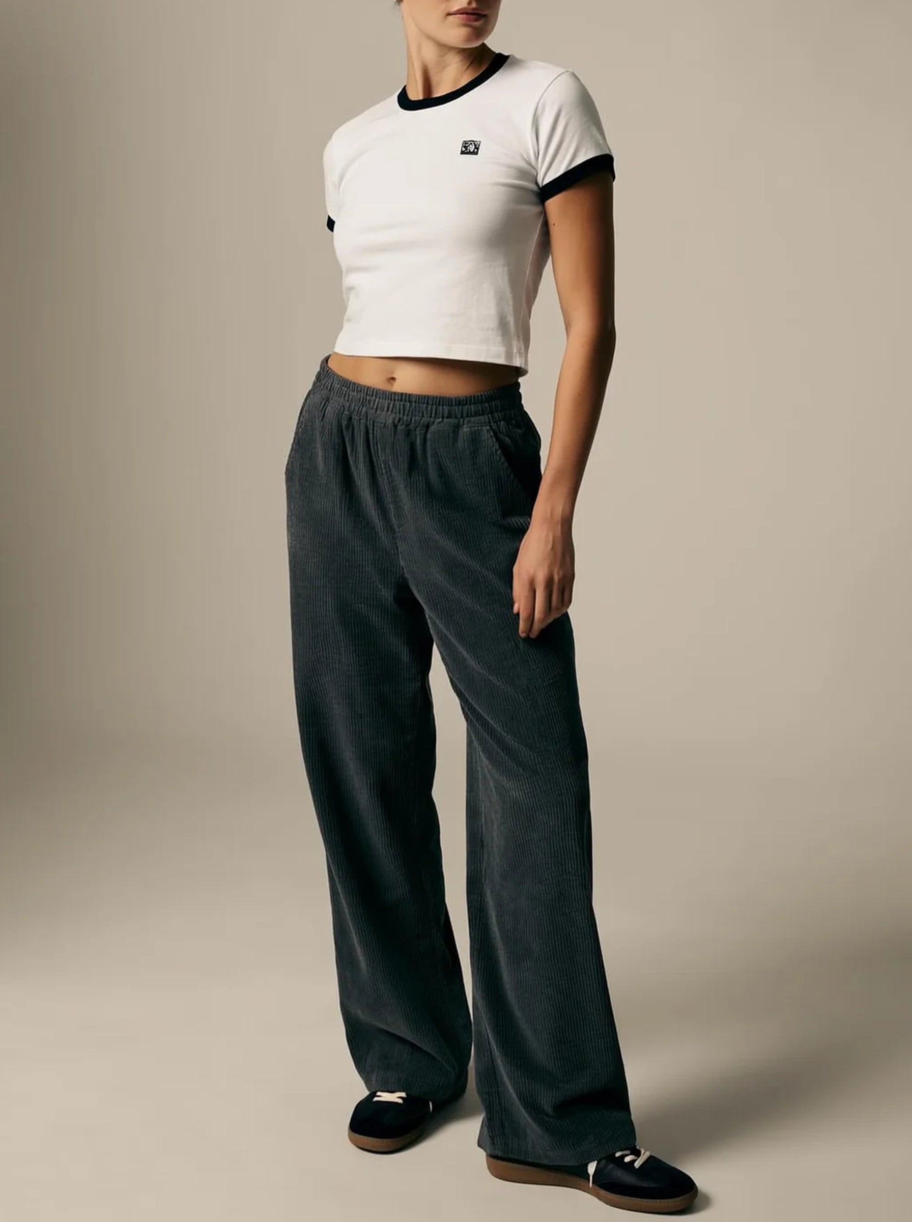 Damskie Spodnie Z Szeroką Nogawką | Elastyczny Pas-Women Pants-Miloska