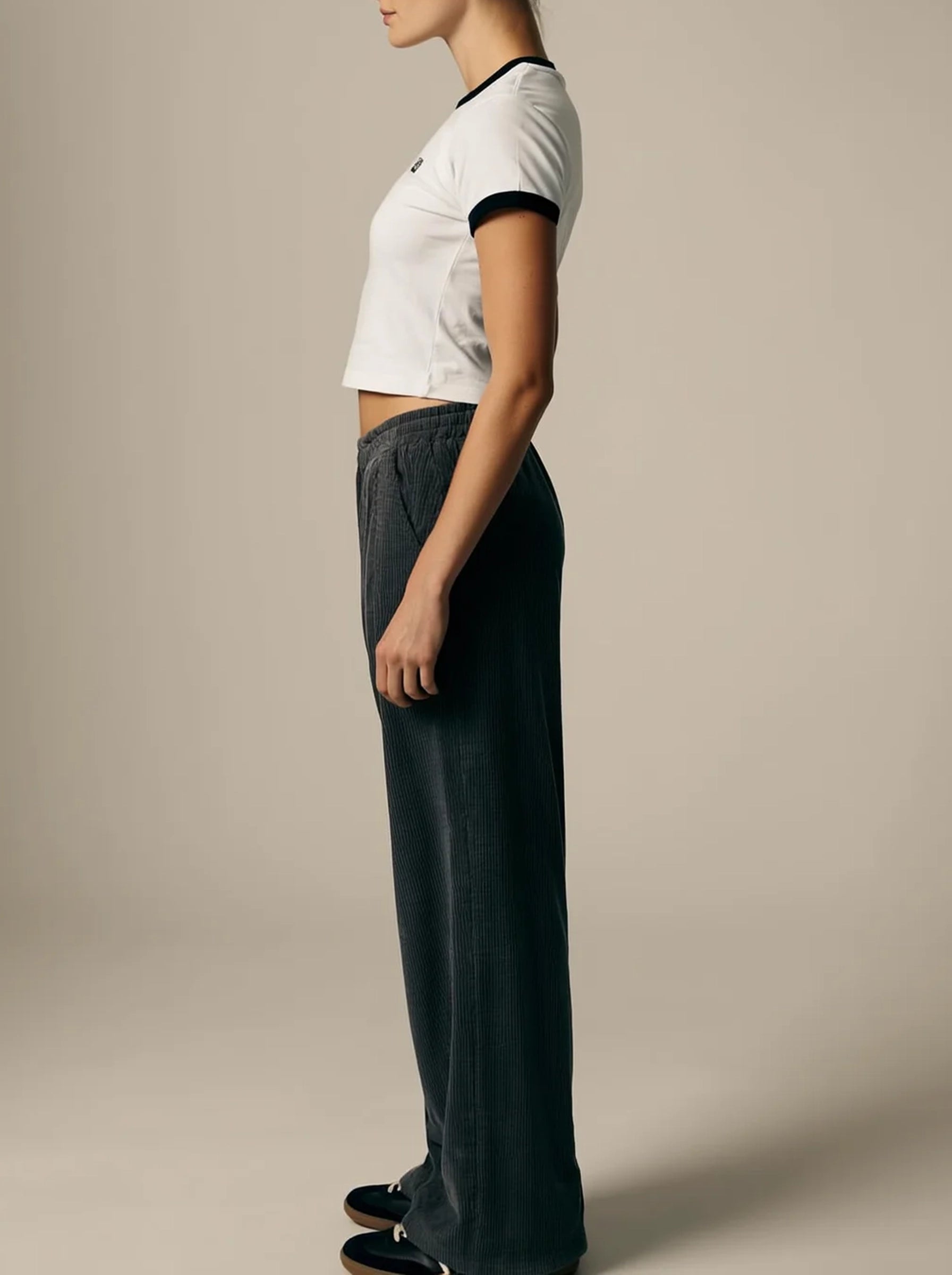 Damskie Spodnie Z Szeroką Nogawką | Elastyczny Pas-Women Pants-Miloska