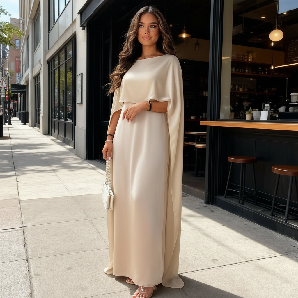 Damska Suknia Dla Matki Panny Młodej | Długa Suknia O Prostej Linii