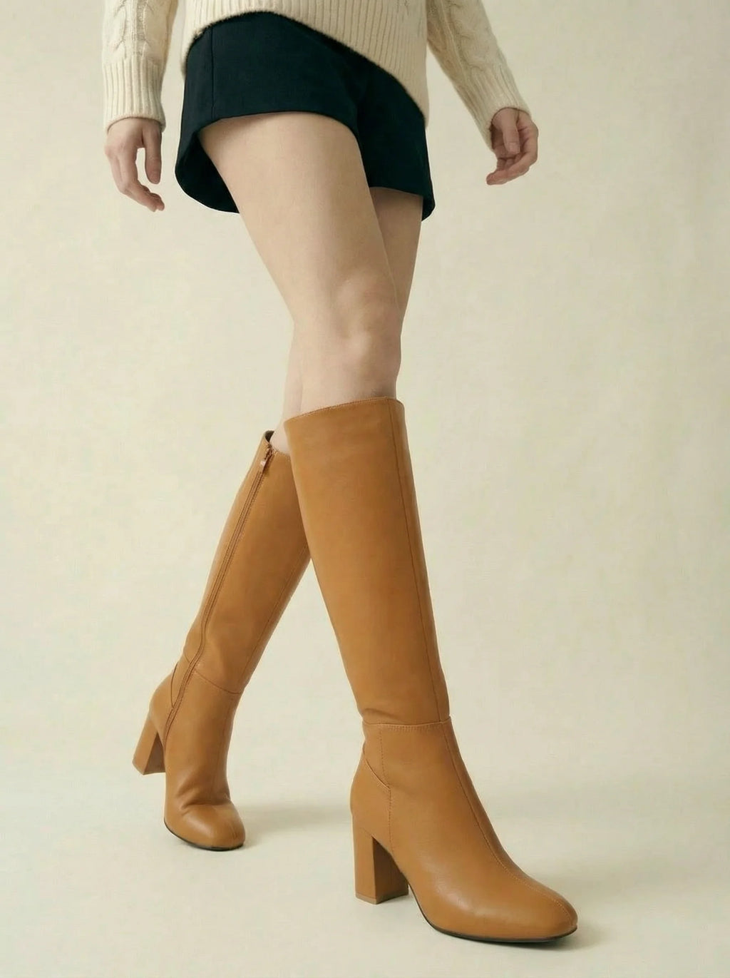 Kozaki Damskie Na Słupku | Wysokie O Eleganckiej Linii-Women Boots-Miloska