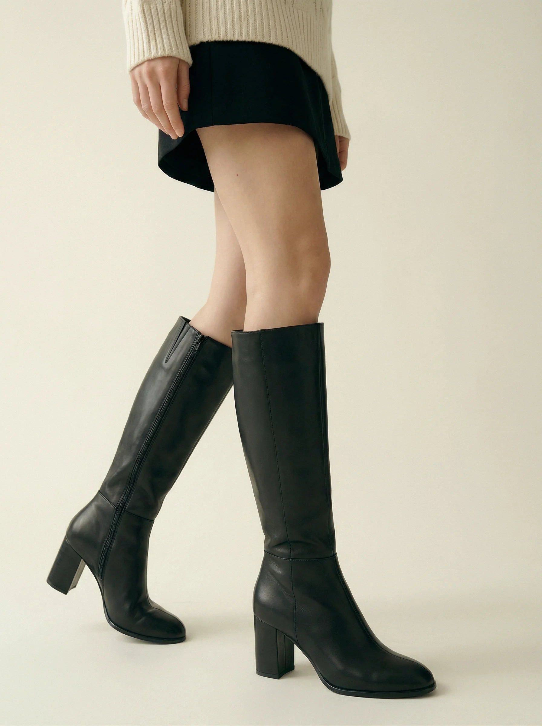 Kozaki Damskie Na Słupku | Wysokie O Eleganckiej Linii-SKU_1765283079774_638-Miloska