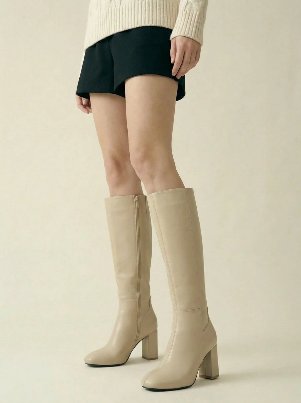 Kozaki Damskie Na Słupku | Wysokie O Eleganckiej Linii-Women Boots-Miloska