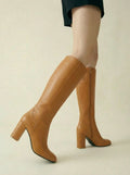 Kozaki Damskie Na Słupku | Wysokie O Eleganckiej Linii-Women Boots-Miloska