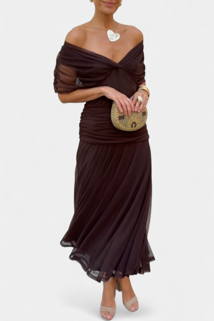 Sukienka Maxi | Sukienka Z Odkrytymi Ramionami-Women Dress-Miloska