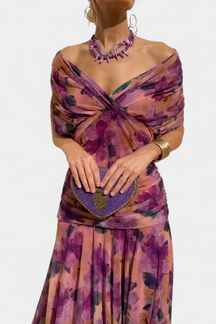 Sukienka Maxi | Sukienka Z Odkrytymi Ramionami-Women Dress-Miloska