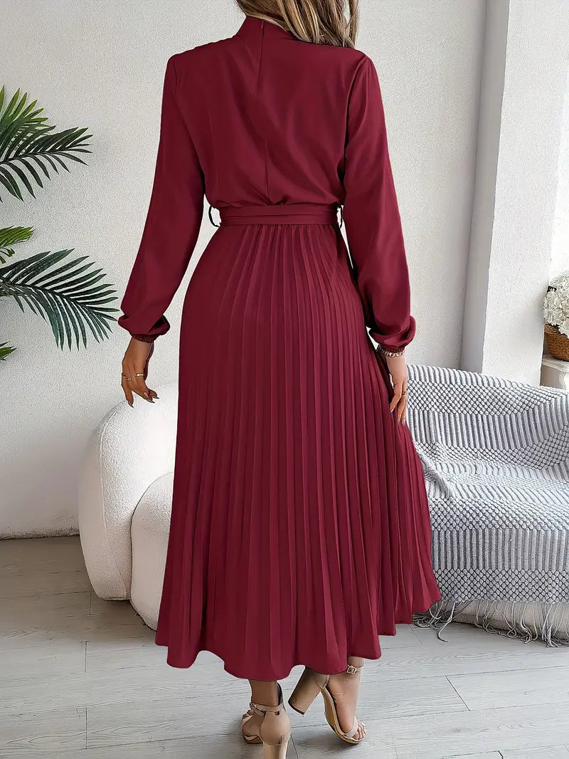 Sukienka Plisowana | Sukienka Z Długim Rękawem-Women Dress-Miloska