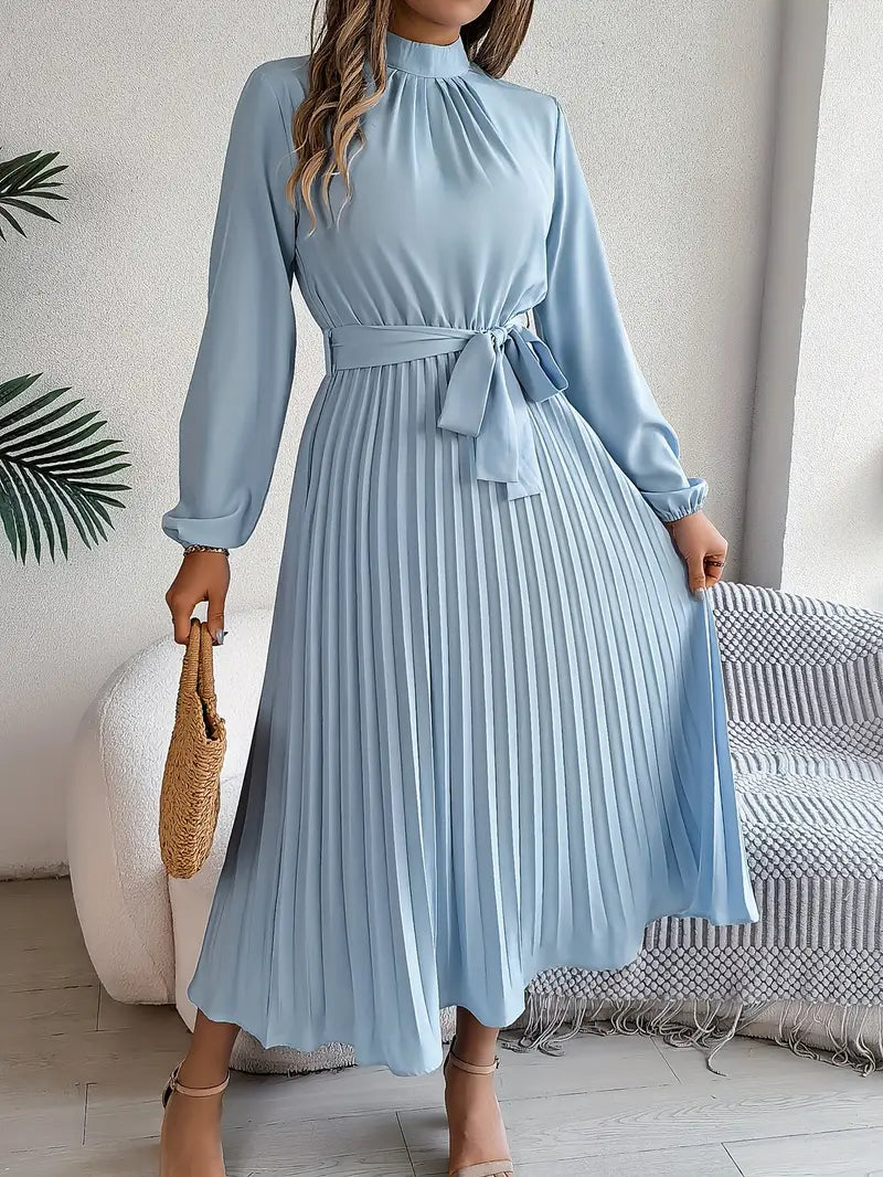Sukienka Plisowana | Sukienka Z Długim Rękawem-Women Dress-Miloska