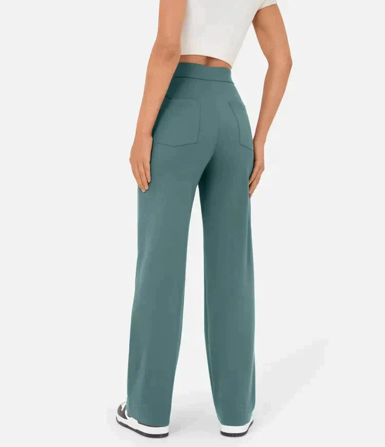 Damskie Spodnie Z Szerokimi Nogawkami | Wysoki Stan I Guziki-Men Pants-Miloska