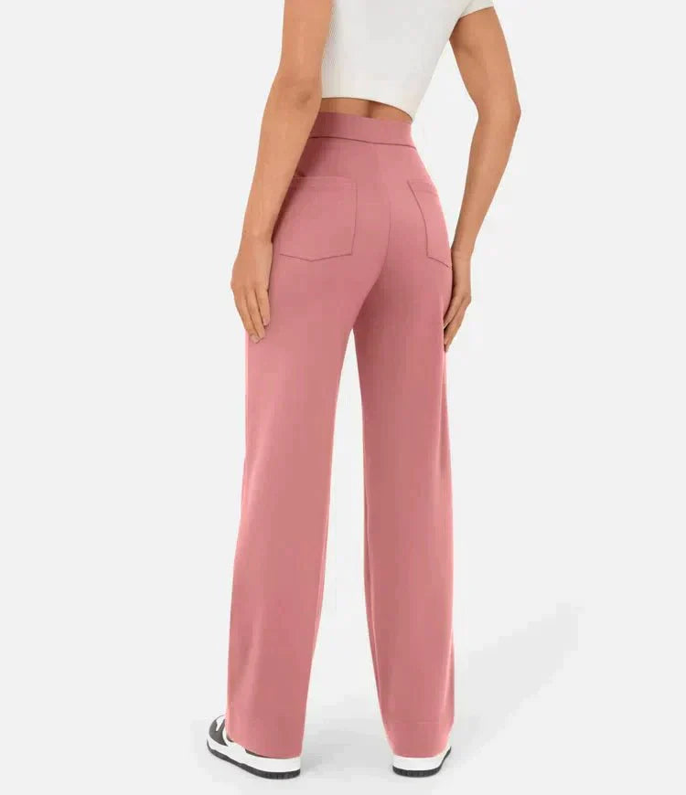 Damskie Spodnie Z Szerokimi Nogawkami | Wysoki Stan I Guziki-Men Pants-Miloska