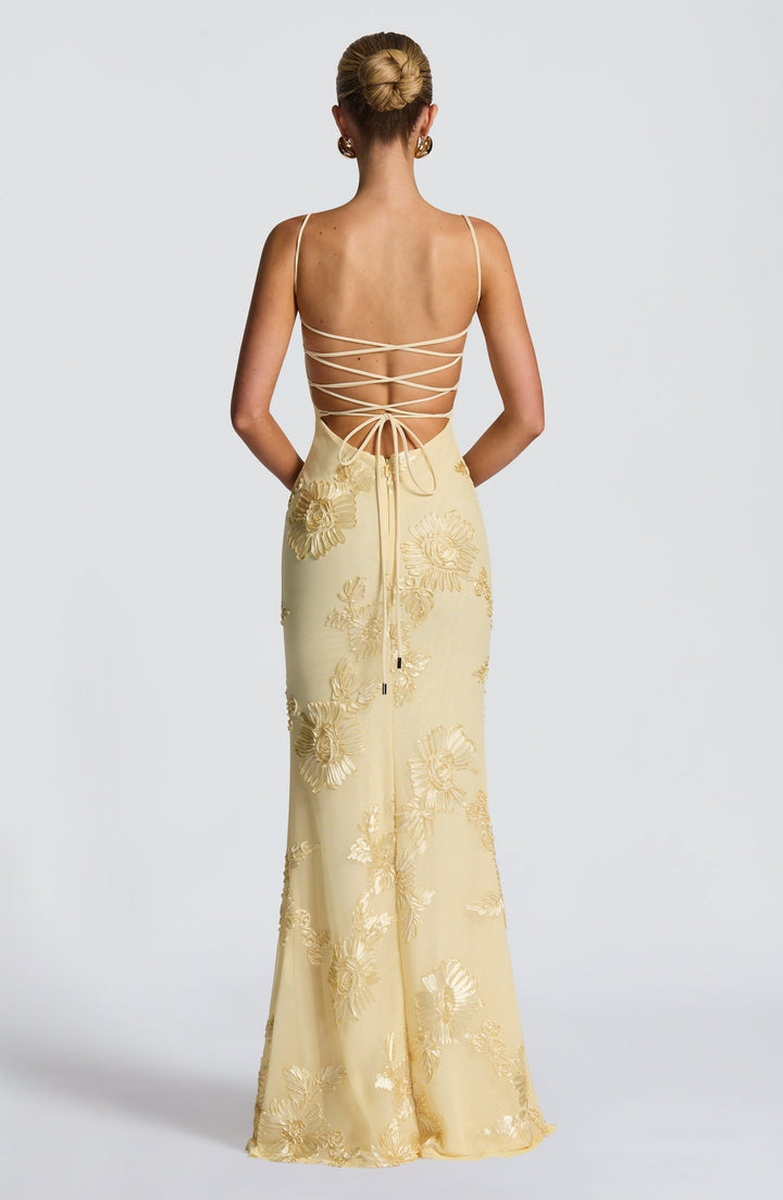Damskie Sukienka Maxi Kwiaty Gorset - Elegancka na Wesele