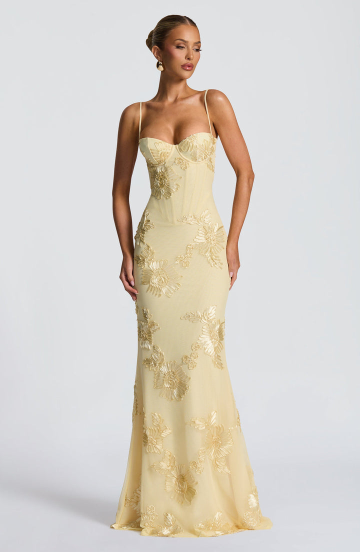 Damskie Sukienka Maxi Kwiaty Gorset - Elegancka na Wesele