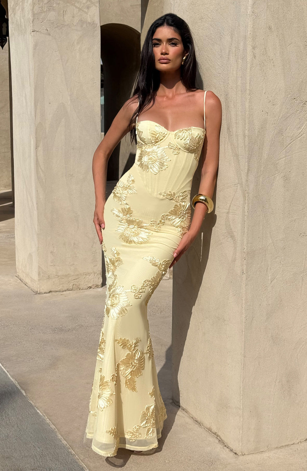 Damskie Sukienka Maxi Kwiaty Gorset - Elegancka na Wesele