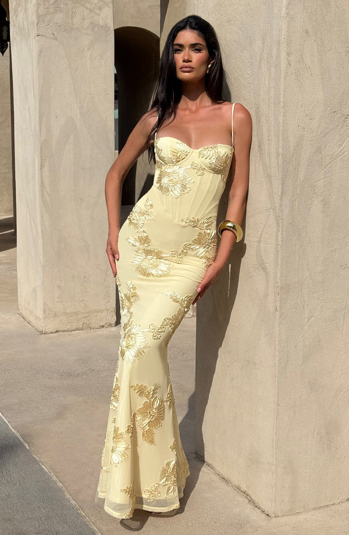 Damskie Sukienka Maxi Kwiaty Gorset - Elegancka na Wesele