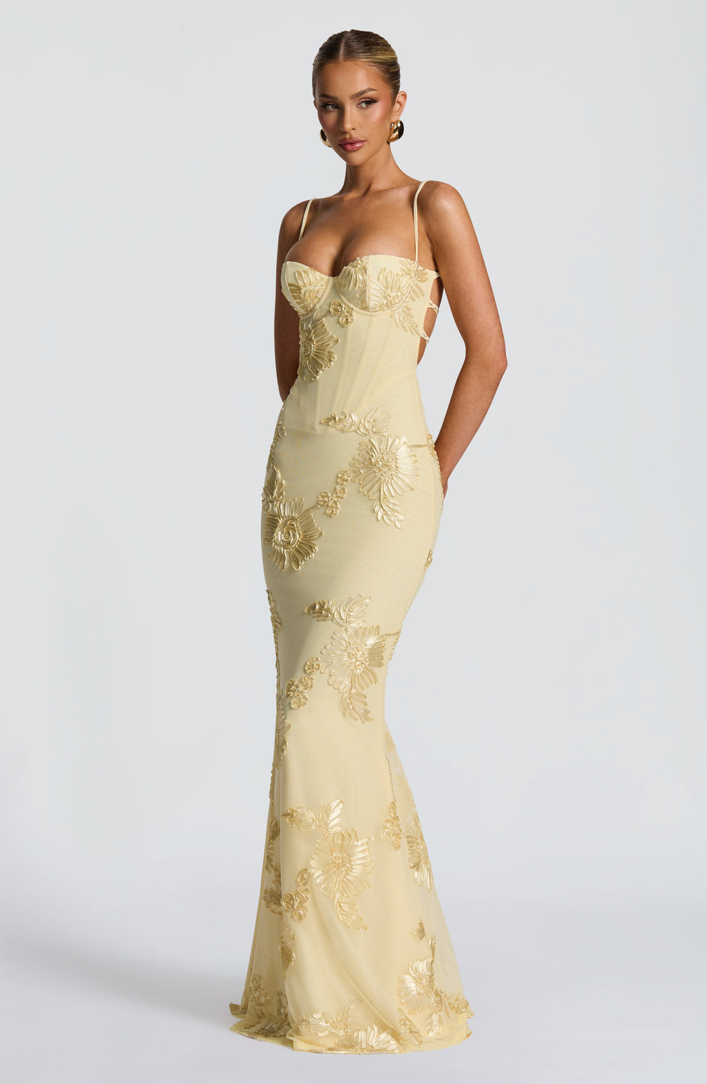 Damskie Sukienka Maxi Kwiaty Gorset - Elegancka na Wesele
