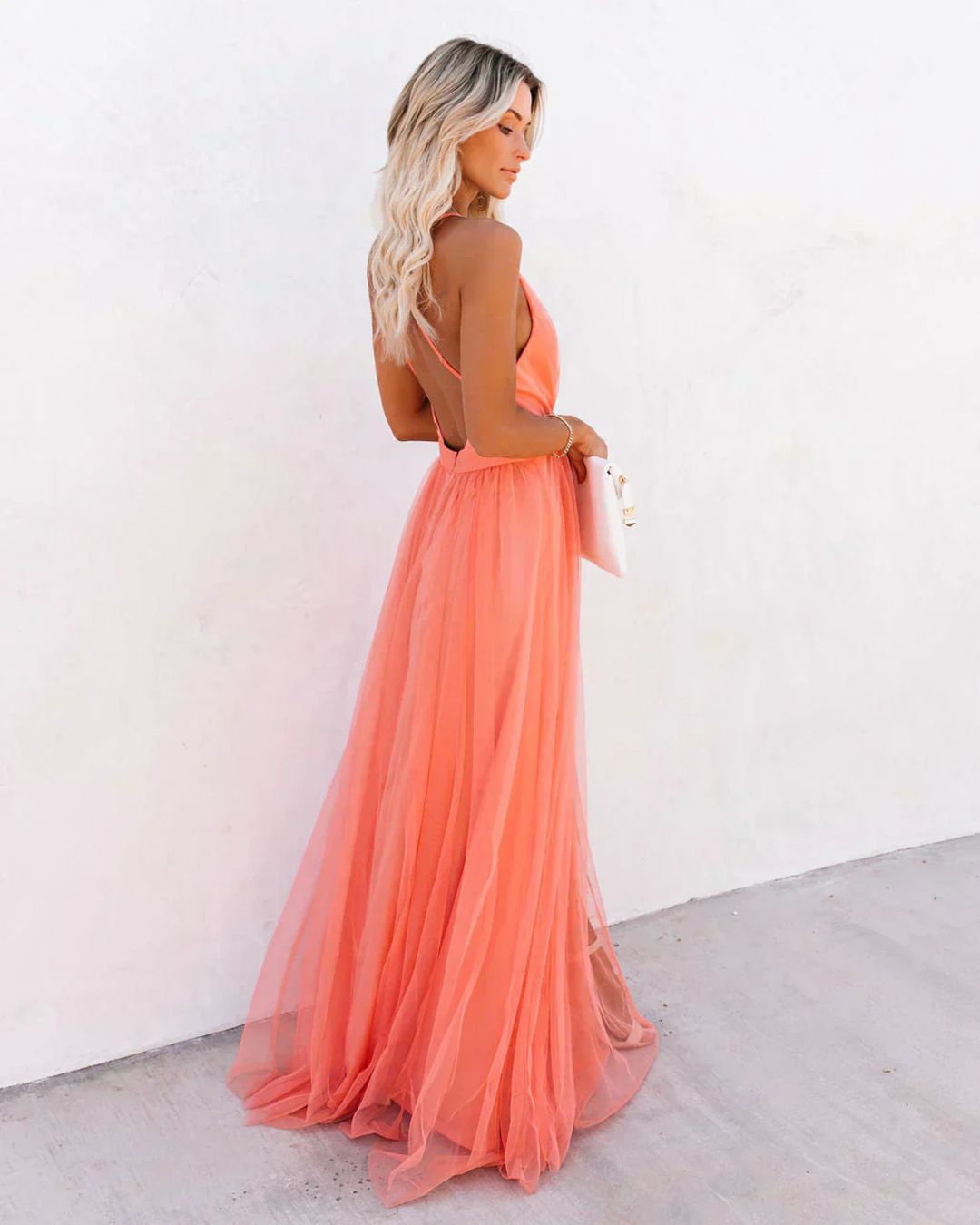 Damskie Sukienka Maxi V-Neck Wesele - Elegancka