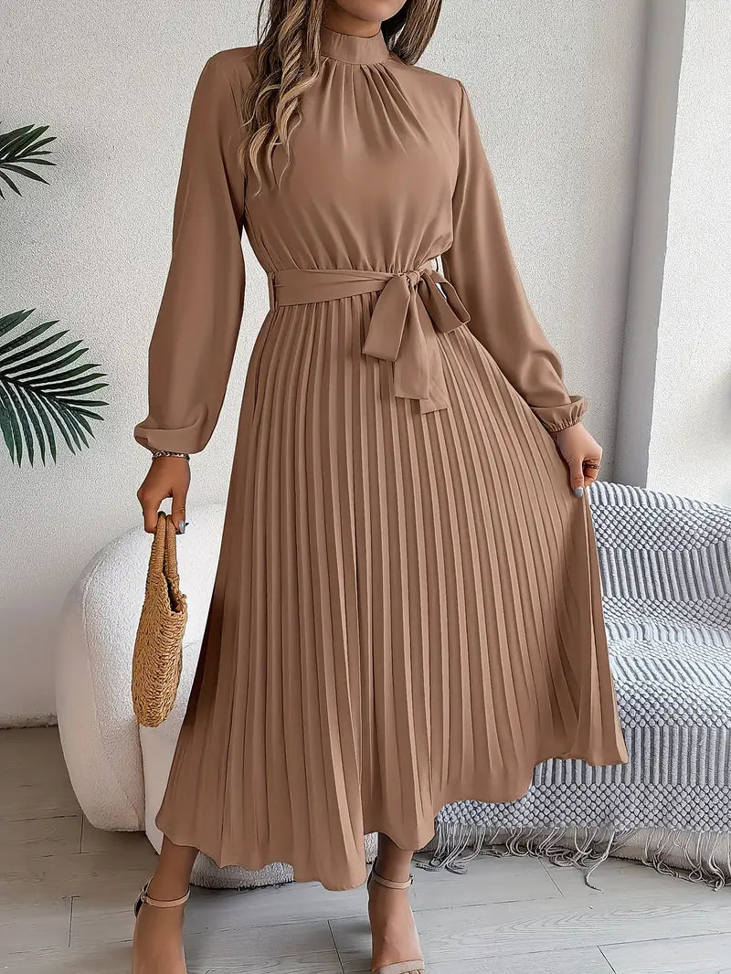 Sukienka Plisowana | Sukienka Z Długim Rękawem-Women Dress-Miloska