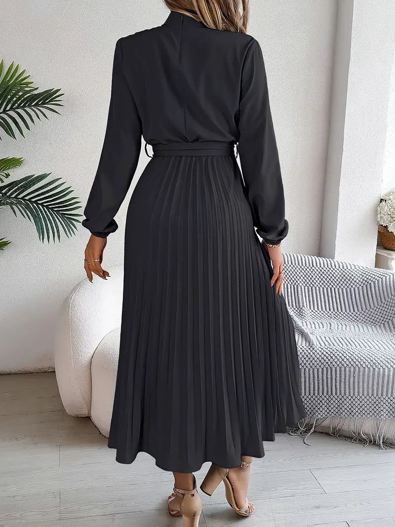 Sukienka Plisowana | Sukienka Z Długim Rękawem-Women Dress-Miloska