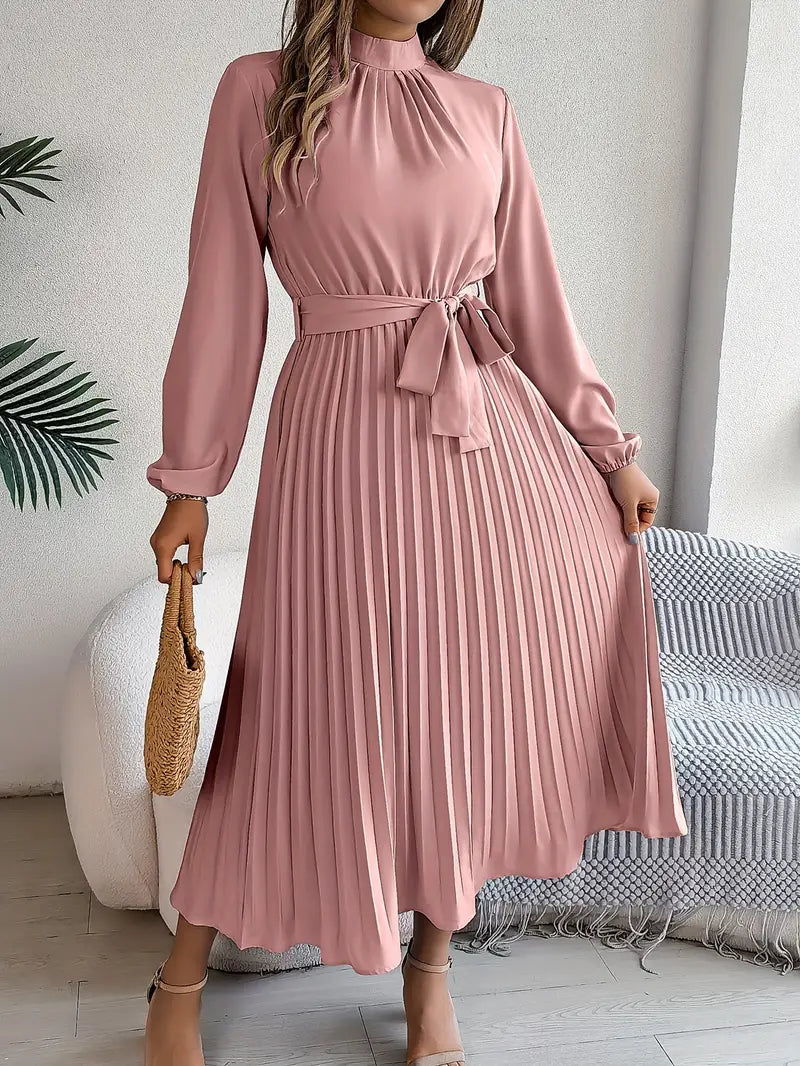 Sukienka Plisowana | Sukienka Z Długim Rękawem-Women Dress-Miloska