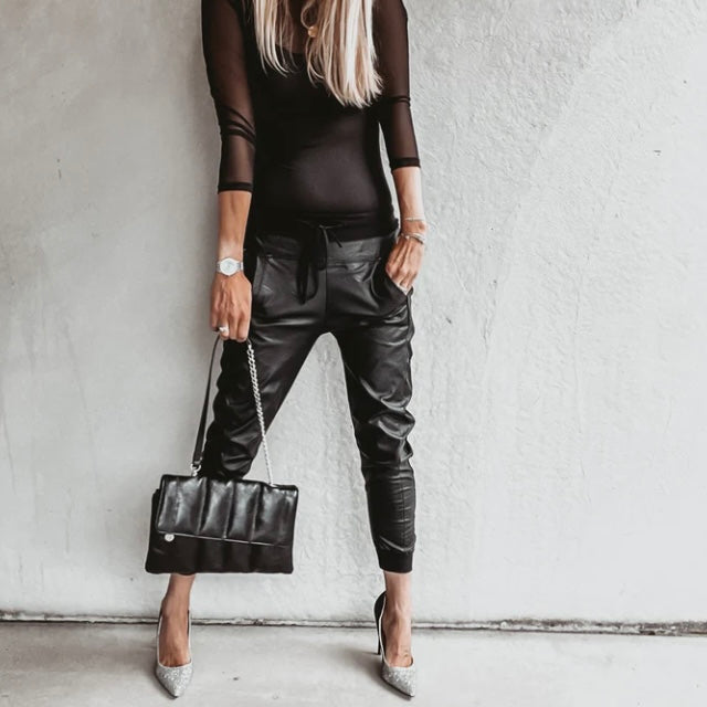Bojówki Woskowane | Dresy Slim Fit-Women Joggers-Miloska