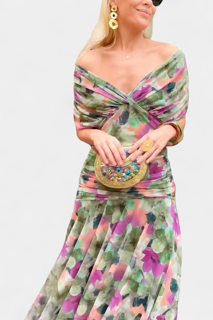 Sukienka Maxi | Sukienka Z Odkrytymi Ramionami-Women Dress-Miloska