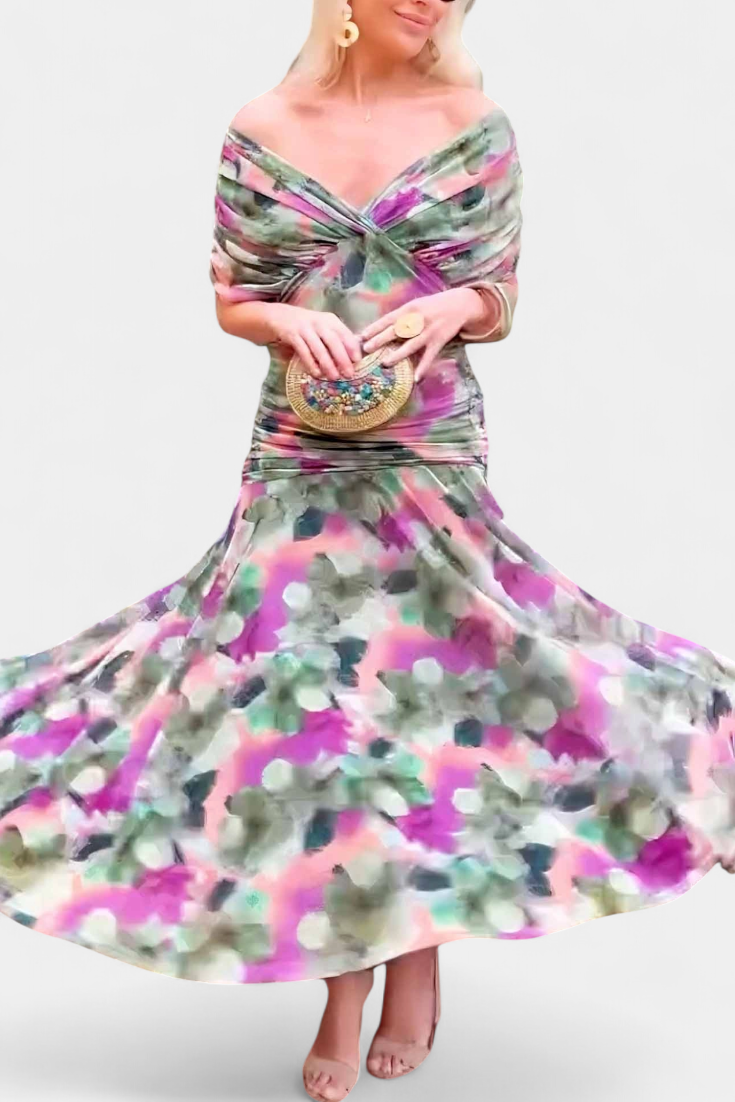 Sukienka Maxi | Sukienka Z Odkrytymi Ramionami-Women Dress-Miloska