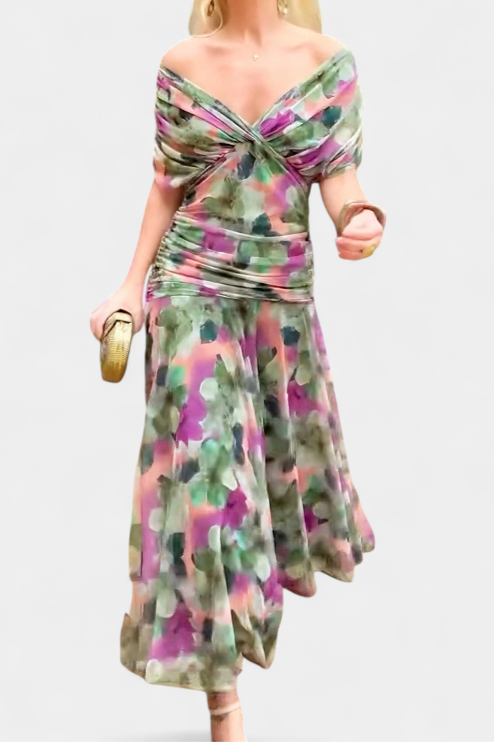 Sukienka Maxi | Sukienka Z Odkrytymi Ramionami-Women Dress-Miloska